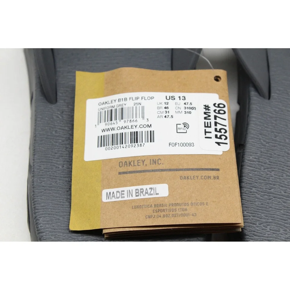 Oakley B1B Flip Flop Men Uniform Grey Rubber Sandal FOF100093 Size 13